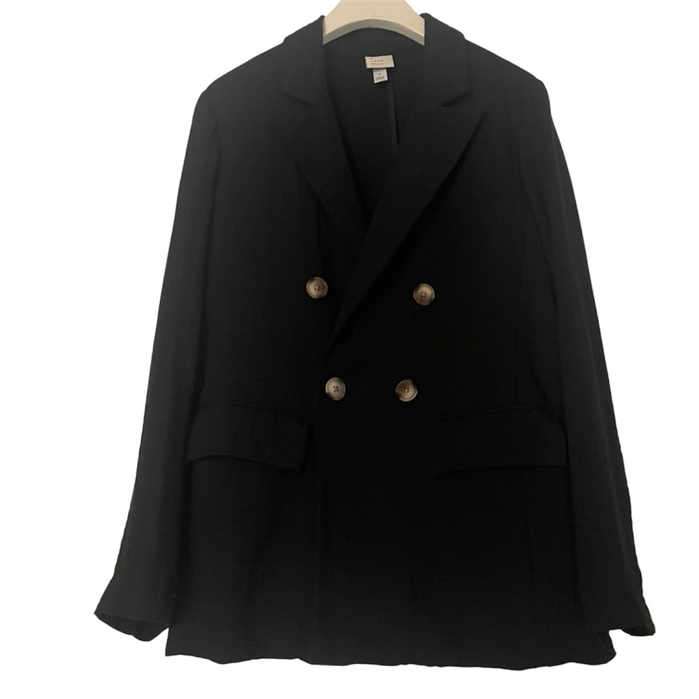A New Day Black Slim Fit Double Breasted Blazer - Size Medium